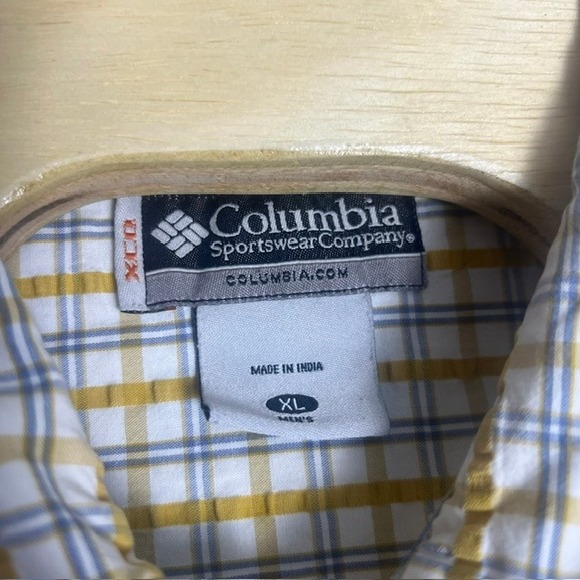 Columbia Men's Yellow‎ Plaid Button Up Short Sleeve Outdoor Shirt Size XL - Picture 4 of 8